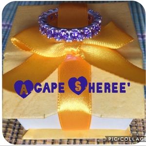 925 Sterling Silver Stamped Amethyst Eternity Band